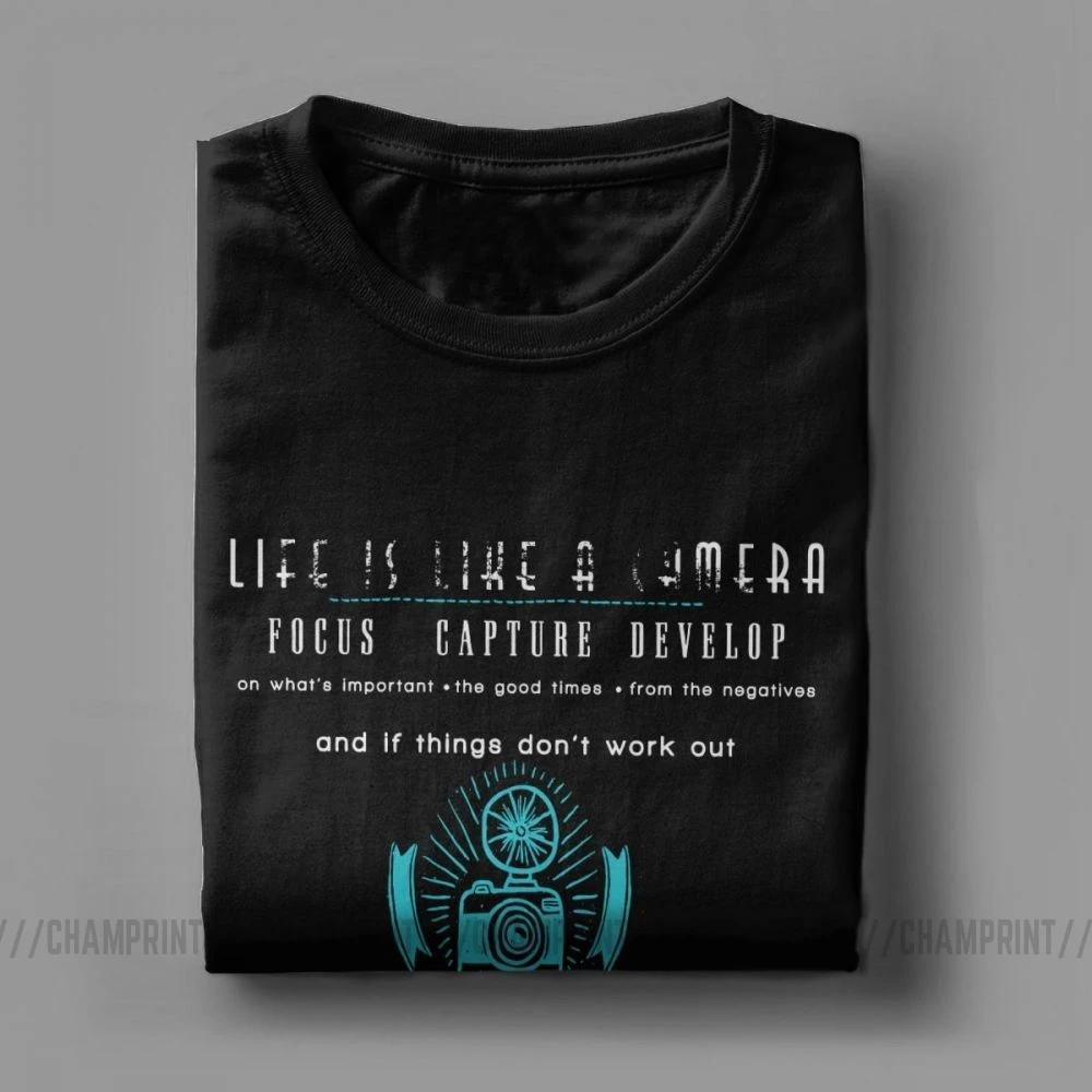 Футболка Life Is Like A Camera для мужчин 100% хлопок Винтажная футболка подарок настоящего