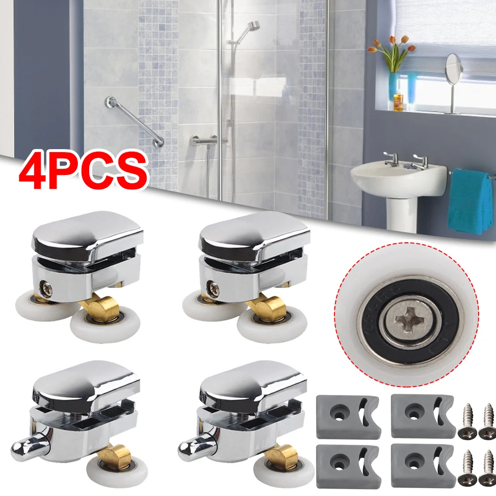 

NEW 4Pcs Twin Shower Screen Door Rollers/Runners/Wheels Top &amp Bottom 23mm Replacement Bathroom Accessories Dropshipping