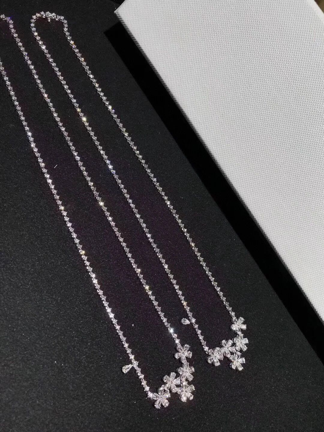 ?? Aazuo 18 18kソリッドホワイトゴールドリアルダイヤモンド5.5ct H Vs高級フルダイヤモンドチョーカーネックレス40センチメートル才能女性 & 女性高品質