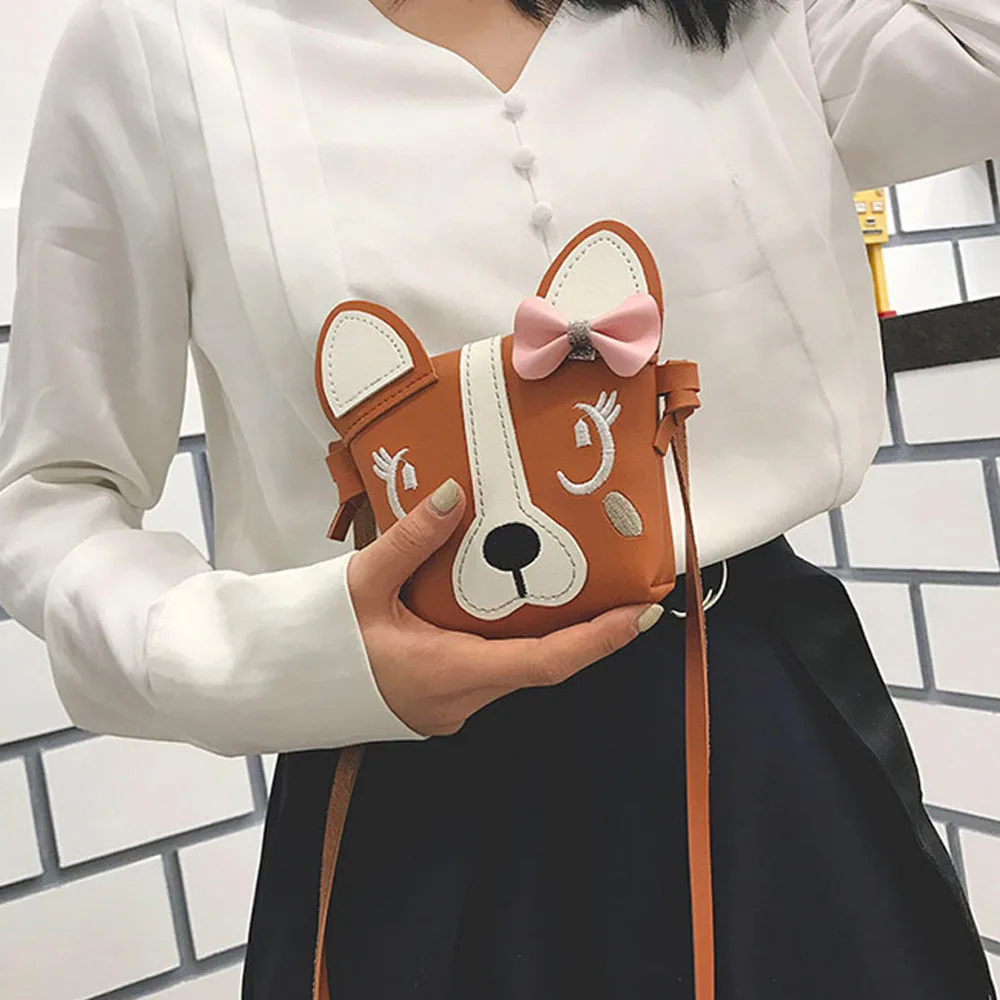 Сумки через плечо для девочек сумка детская кожаная с милым животным бантом мини