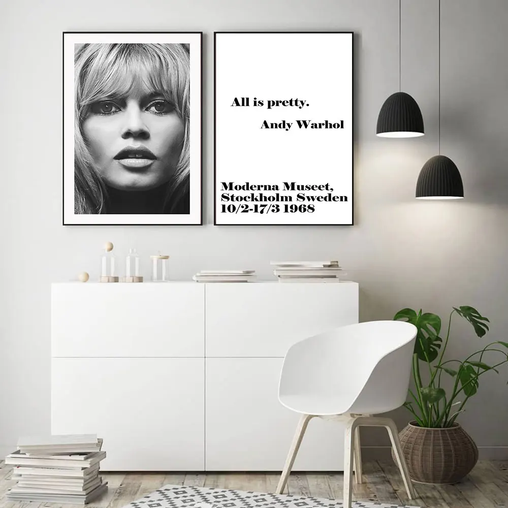 

Black White Poster Canvas Vintage French Movie Female Star Museet Quote Painting Art Print Wall Picture Living Rooms Home Decor