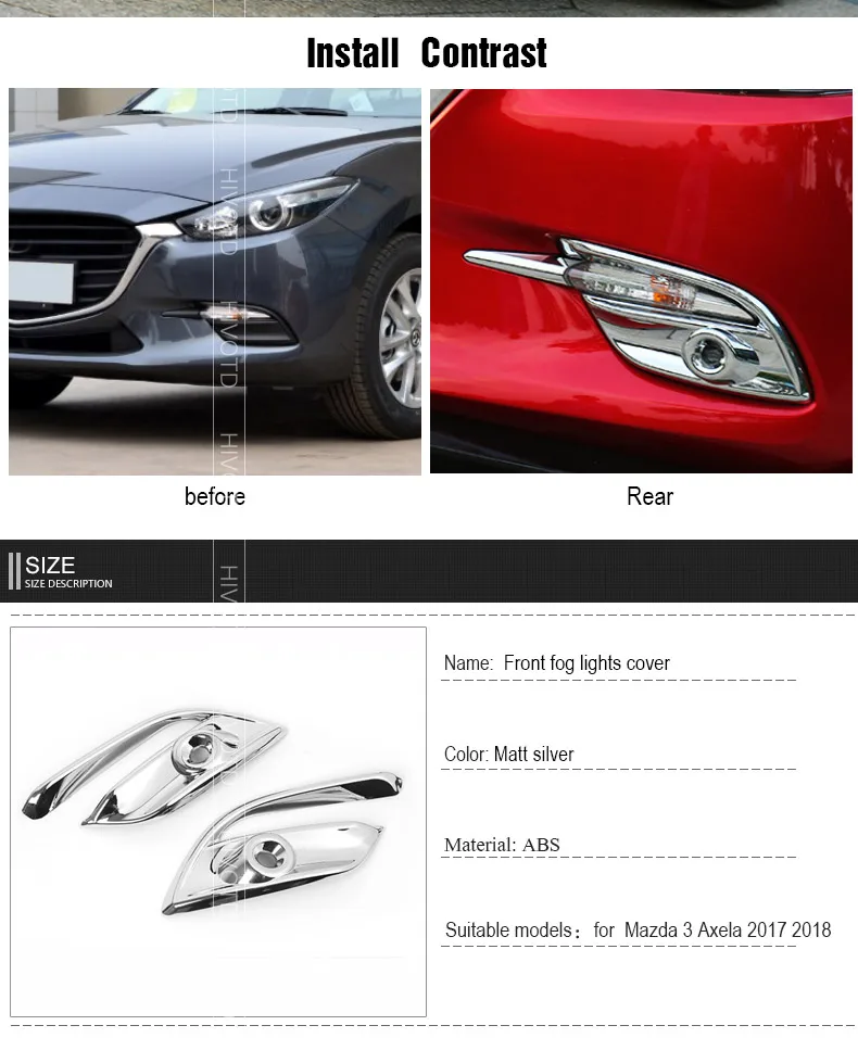 Hivotd для Mazda 3 Axela аксессуар ABS хромированный передний задний противотуманный светильник декоративная полоска крышка рамка Отделка Внешний стиль автомобиля