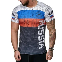 2020 summer russian flag mens casual fashion t shirt round neck cool and lightweight slim fit muscle mans t shirt fitness