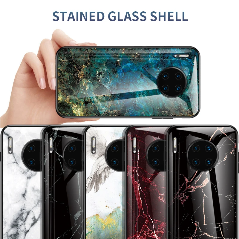 Чехол для Huawei P30 Lite мраморный узор задняя крышка из закаленного стекла чехол