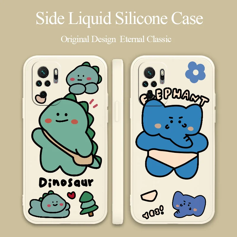 

Funny Dinosaur Liquid Slicone Soft Cover Xiaomi Redmi Note 10 10S 9T 9 8 7 Pro Max Redmi 9 9A 9T K40 K30 K20 Pro Phone Case