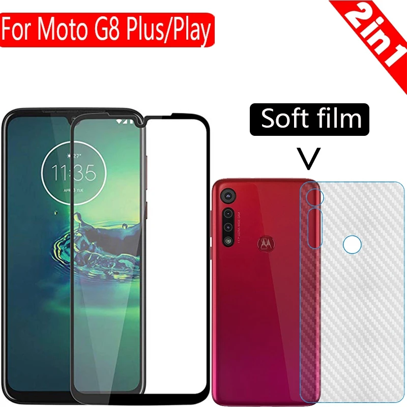 2-в-1 задняя пленка + закаленное стекло для Motorola Moto G8 Plus Защитное экрана на Play |