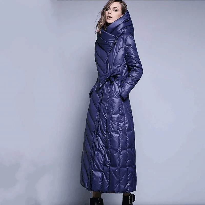 Модный облегающий женский пуховик большого размера 7XL однотонный длинный с