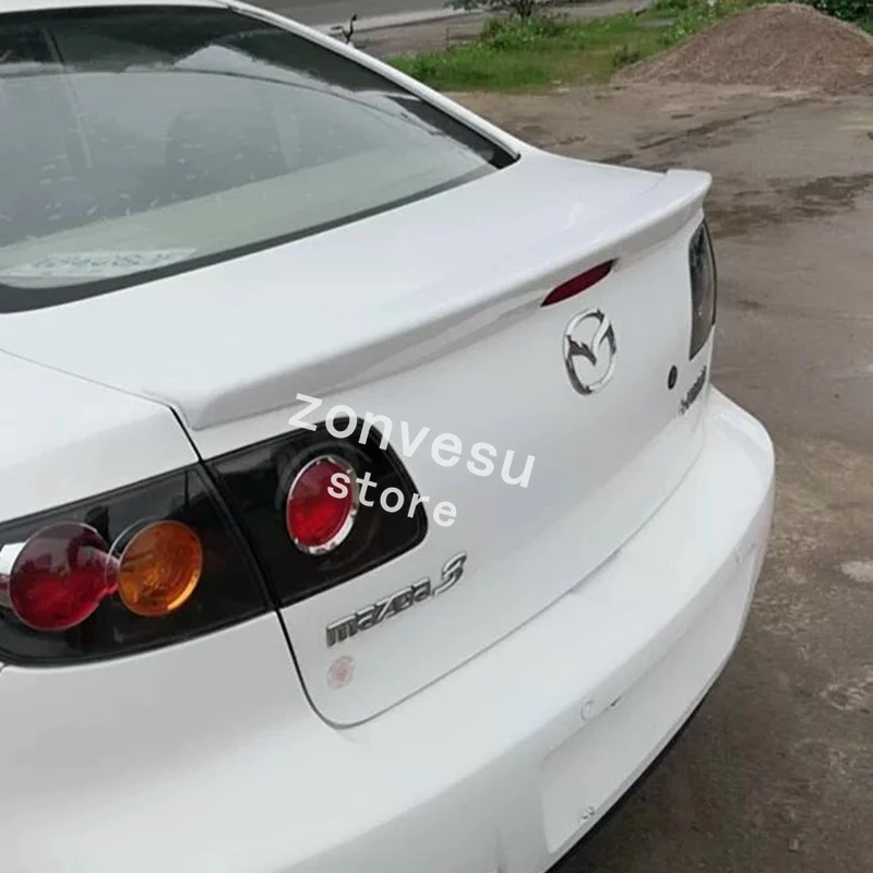Use For Mazda 3 2008--2013 Spoiler ABS Plastic Carbon Fiber Look Rear Trunk Wing Car Body Kit Accessories