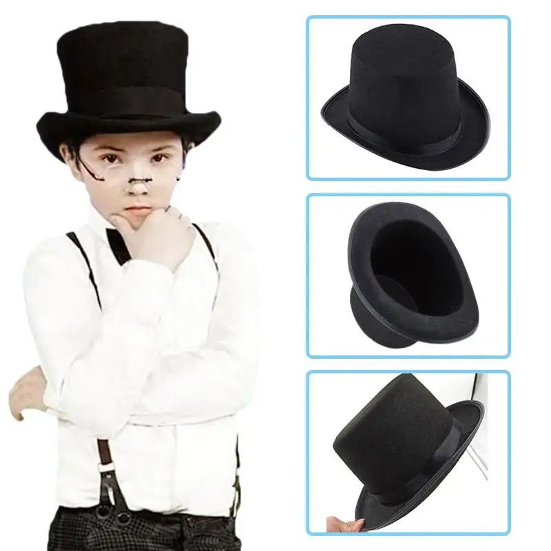 

1pcs Black Kids Children Fun Hat Performance Hats Masquerade Party Carnival Accessories Halloween Top Musicals Hats Birthda I5B1