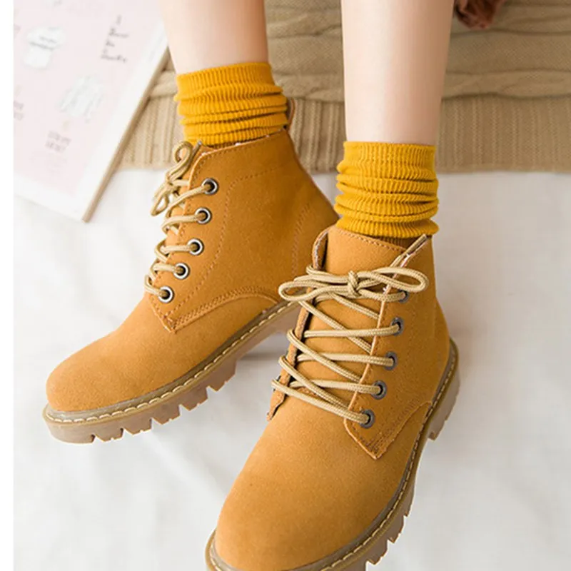 

5 Pairs Korean Style Cotton Women High Cut Socks Autumn Spring Warm Female Cute Socks Fashion Designed School Students AE0024