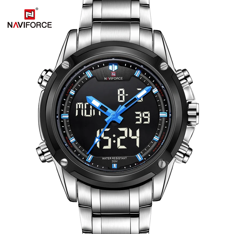 Часы наручные NAVIFORCE Мужские Цифровые брендовые Роскошные Спортивные кварцевые