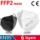 6-слойная маска KN95, маска FFP2 для лица, защитные маски для рта, Мягкая 95% фильтрационная маска pm2.5 ffp2mask, многоразовая противопыльная маска CE certif