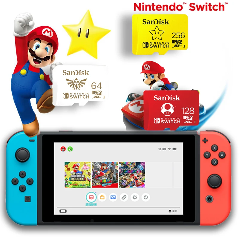 TF карта SanDisk Nintendo Switch 64 гб 128 MicroSDXC класс 10 U3 U1 SDXC UHS I 256 карты памяти|Карты памяти| |