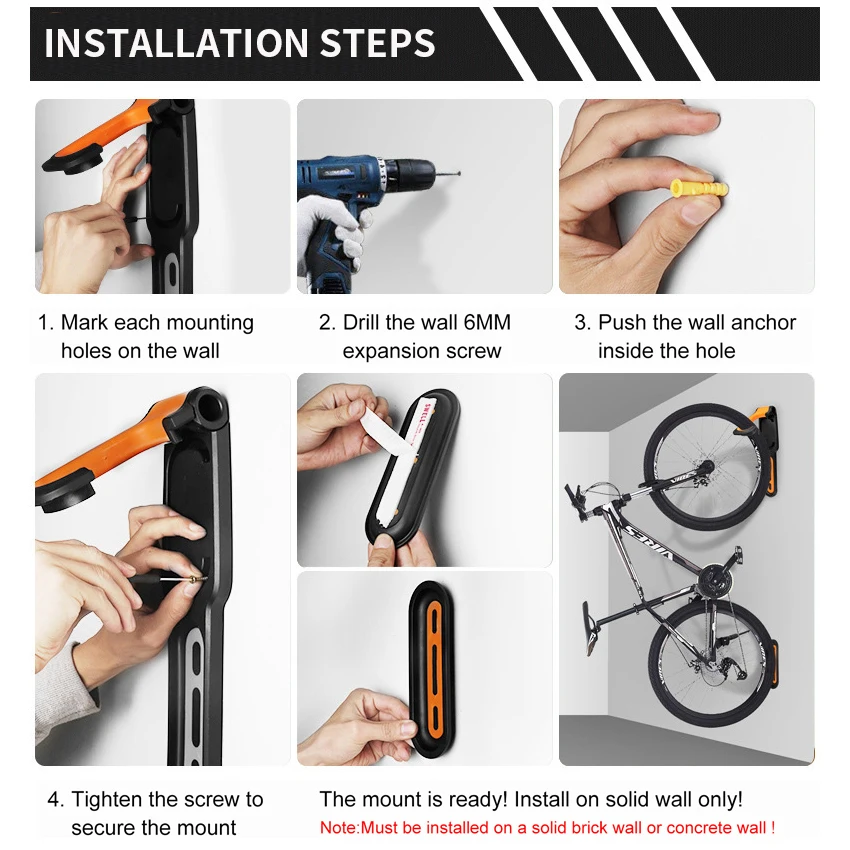 

18kg Bicycle Wall Stand Holder Mountain Bike Wall Storage Rack Hanger Hook Bicycle Accessories Wall Mount Garage