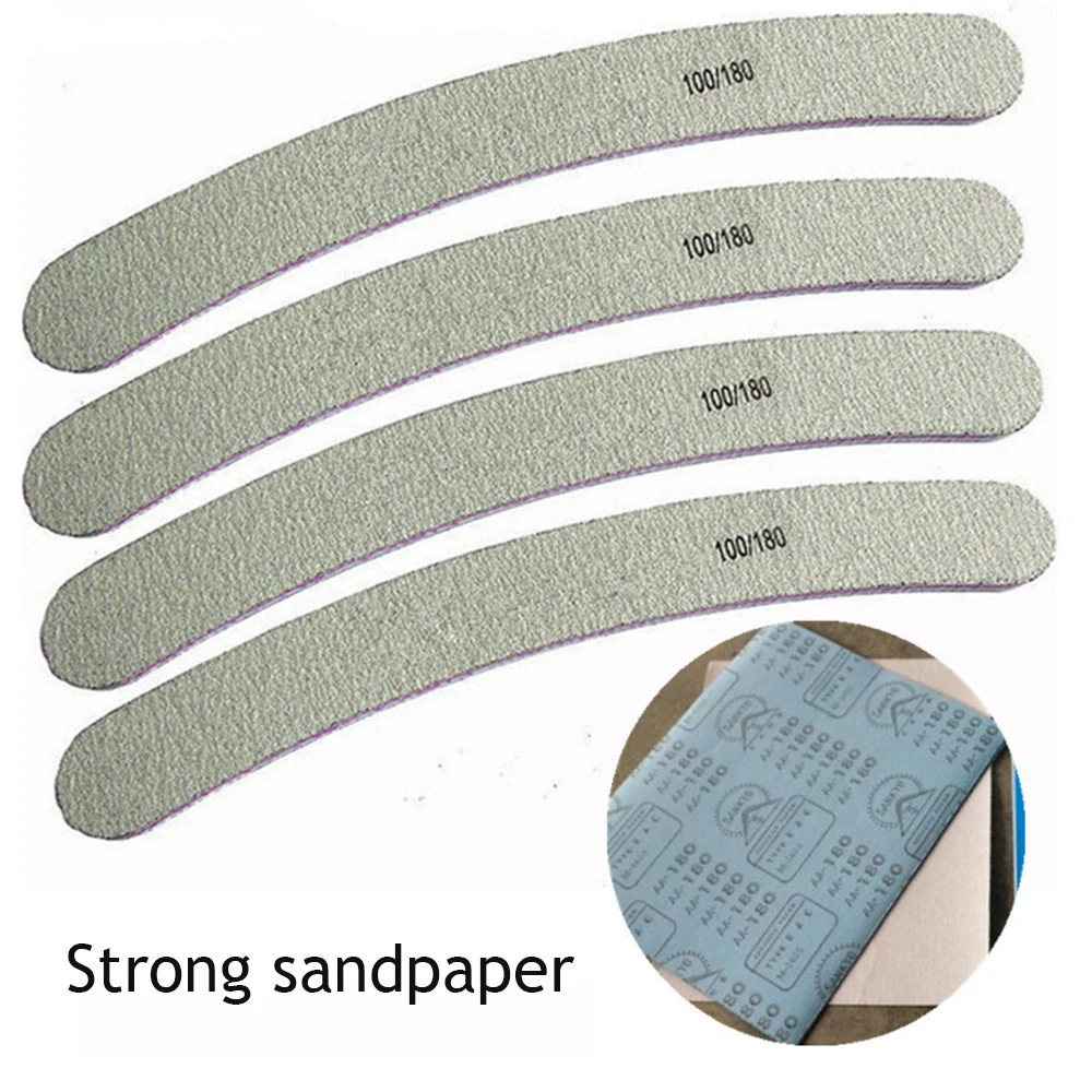 

10Pcs Professional Nail File 100/180 Half Moon Sandpaper Nail Sanding Buffer Block Grinding Polishing Manicure Care Tools