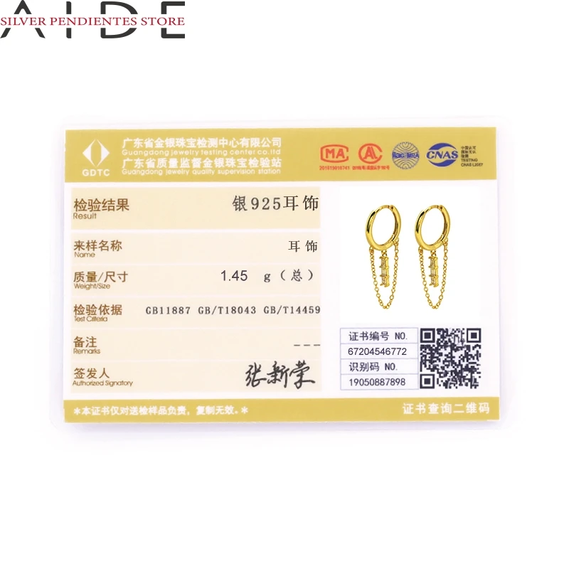 

AIDE Simple S925 Sterling Silver Long Tassel Pendant Earrings Women Small Diamond Huggie Earrings Gold Jewelry Bijoux Femme