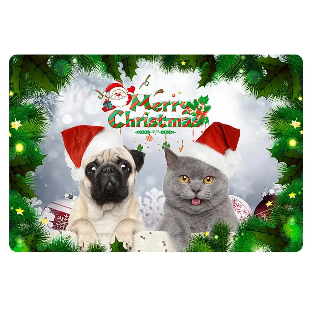 Нескользящий коврик Upetstory с надписью Merry Christmas Придверный для прихожей моющийся