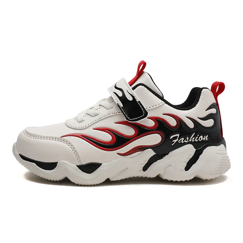 Leather Boys Sneakers For Children Shoes Kids Sneakers Girls Casual Shoes Anti-slippery Running Sport Hook&Loop sapato infantil - Цвет: Beige