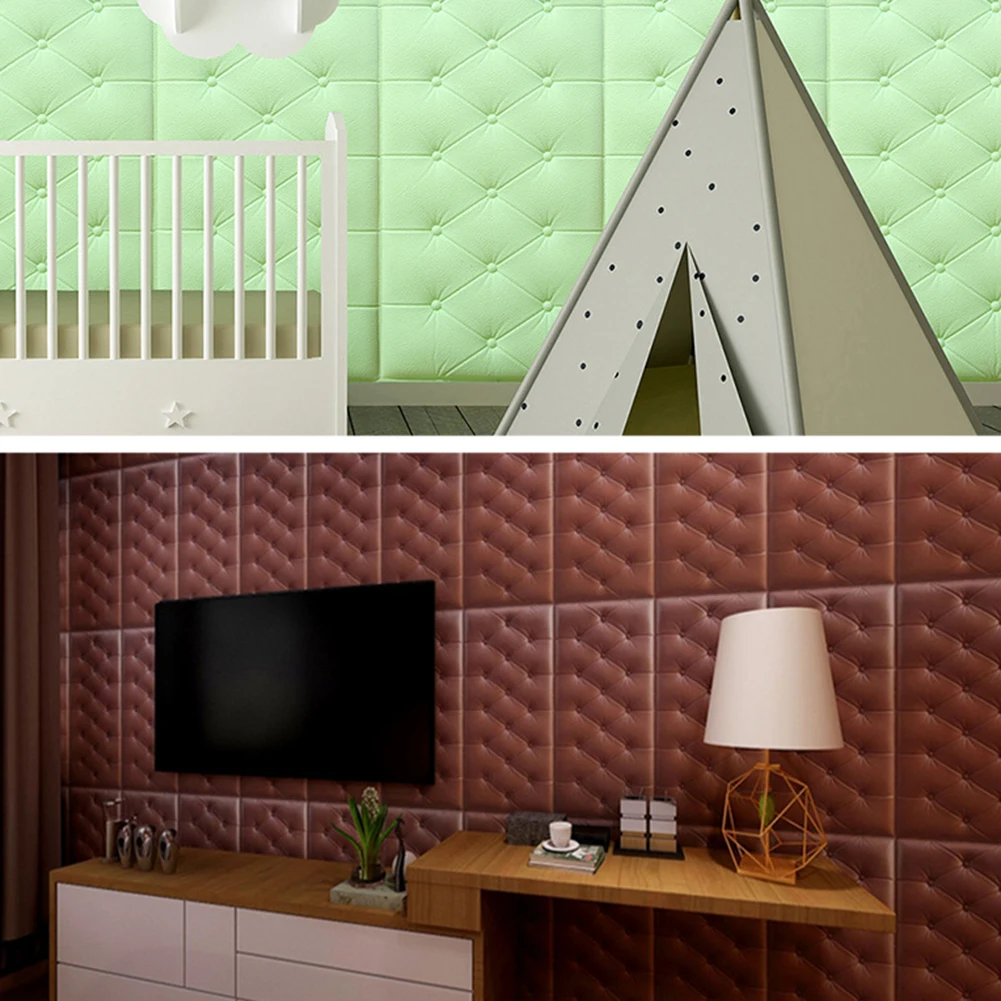 

60x30cm 3D Waterproof Foam Self Adhesive Wall Sticker For Living Room Bedroom Children Anti-collision Protectors TWEL889