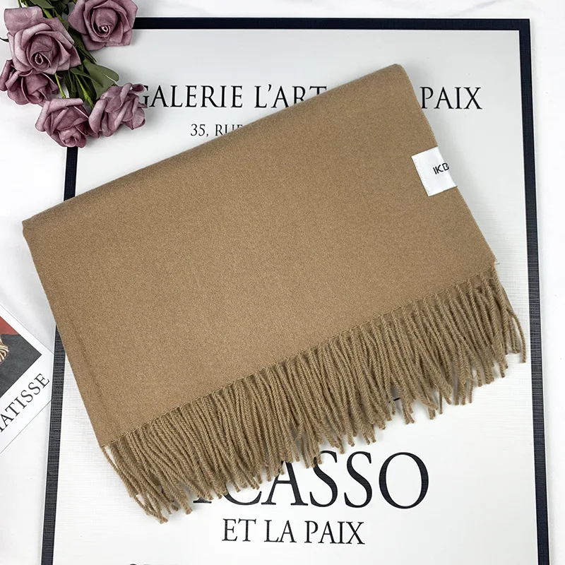 

New Cashmere Like Scarf Women's Shawl Students' Thickened Tassel Camel Color Scarf In Autumn and Winter 200*70cm Scarf Women