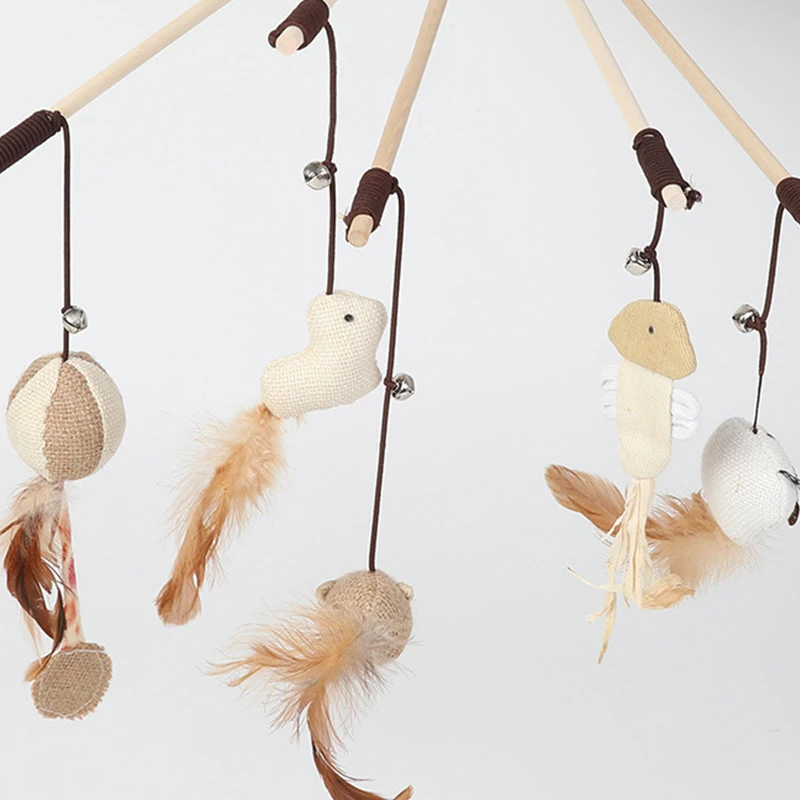 40 см игрушка прорезыватель для кошек деревянная удочка Мышка с мини