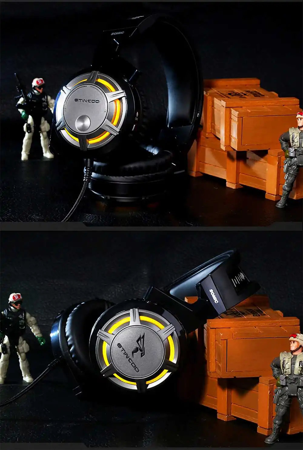 SOMIC G926 USB игровая гарнитура светодиодный свет 7,1 объемный звук Игровые наушники с микрофоном для ПК/PS4 игры