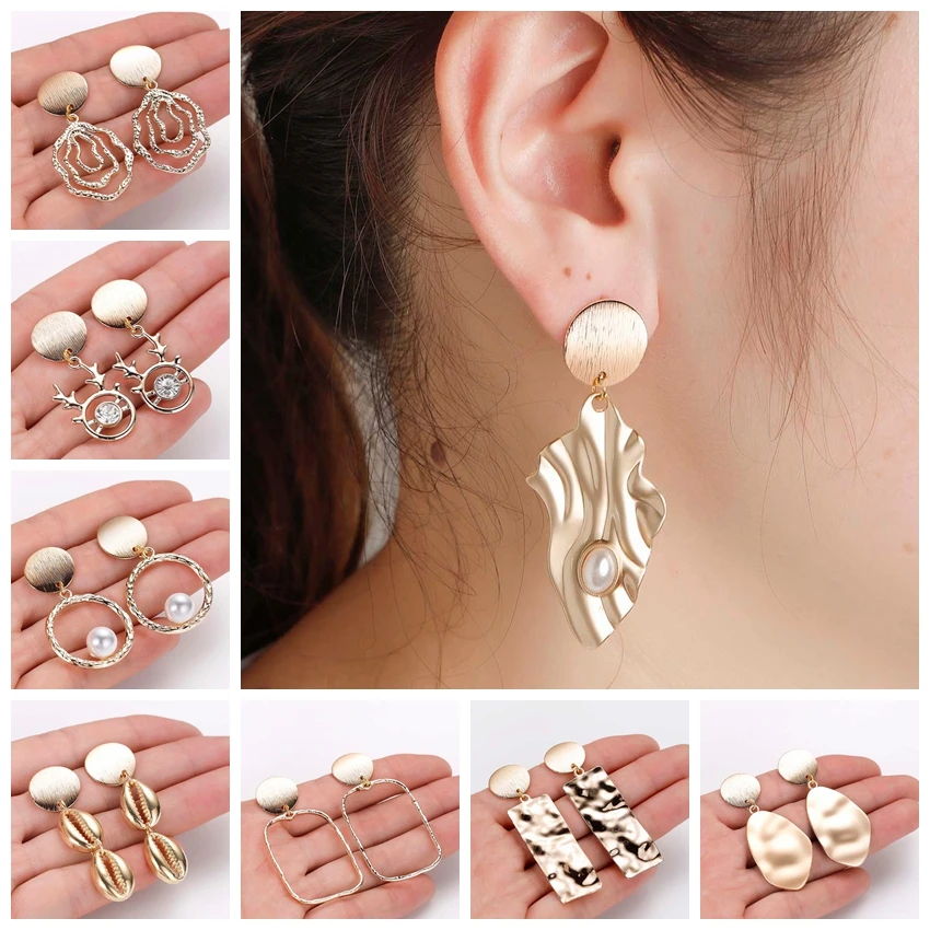 Крупные женские серьги круглые цветочные жемчужные ракушки золотые ювелирные