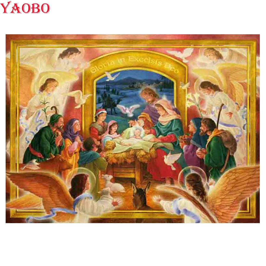 

DIY round square diamond mosaic Jesus Birth Angel patterns bead embroidery cross stitch kits 5d diamond painting rhinestone