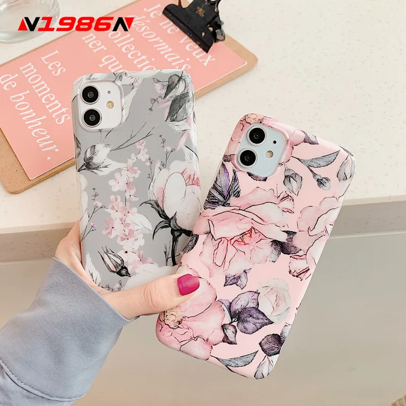 Чехол для телефона N1986N iPhone 11 Pro X XR XS Max 6 6s 7 8 Plus ретро Роза цветы картина маслом
