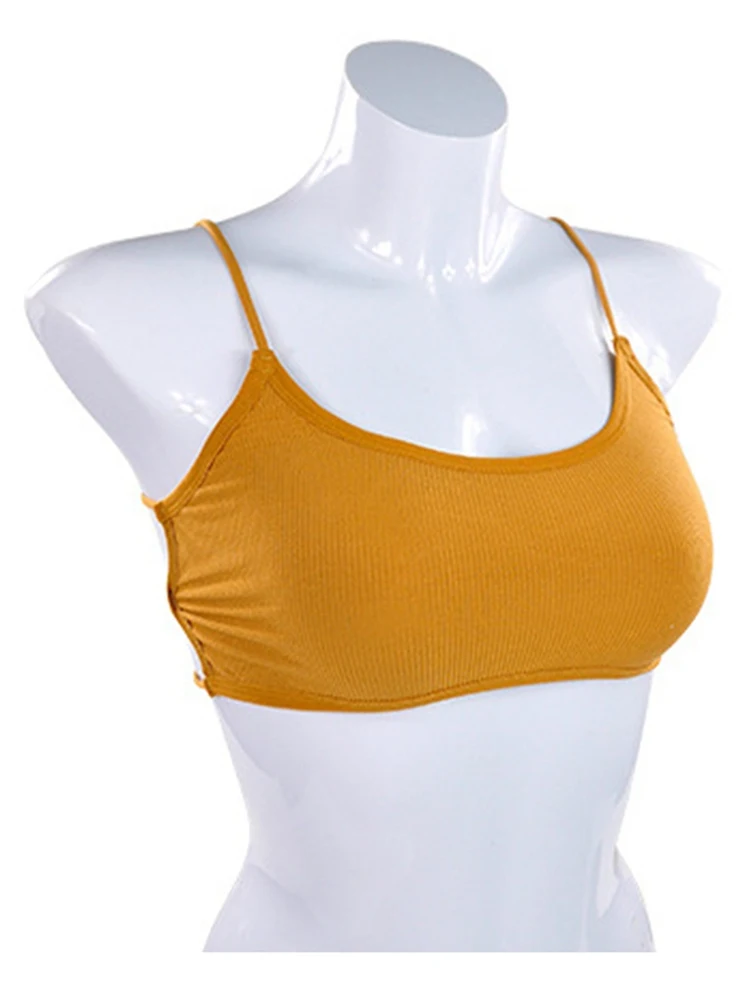 Женский эластичный ребристый бюстгальтер простой однотонный без косточек