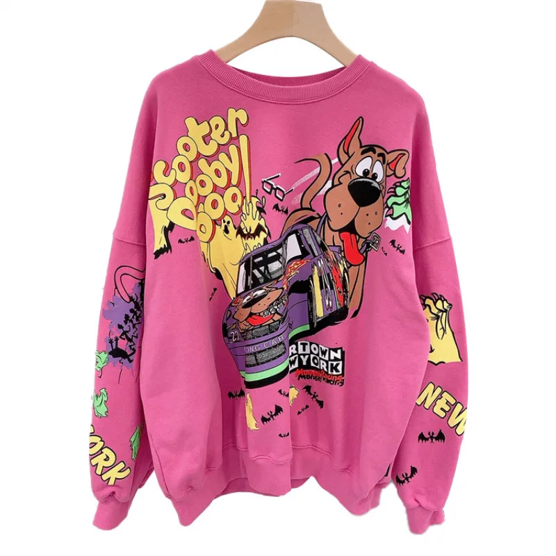

Women's Top 2020 Autumn New Lazy Large Size Dress round Neck Cartoon Printed Loose Pullover Women's Hoodie