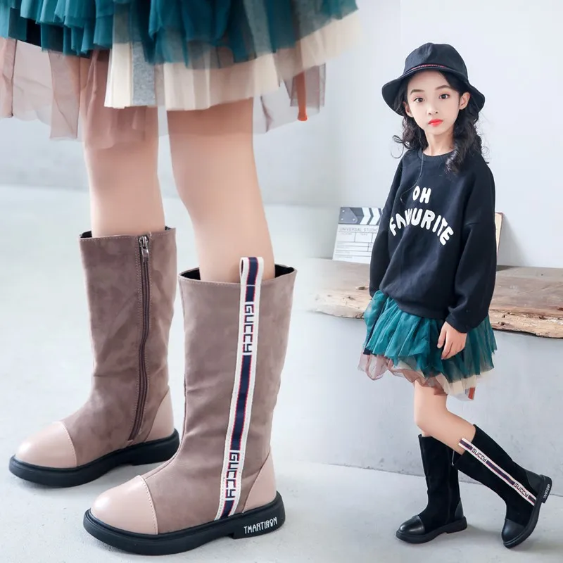 Ботинки для девочек зима 2019 г. Модная детская обувь теплая зимняя из флока