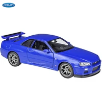 welly 124 nissan skyline gt r r34 simulation alloy car model crafts decoration collection toy tools gift