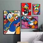 Цветные картины на холсте из мультфильма Disney, постеры с изображением граффити, Микки Мауса, Дональда, утки, настенные художественные картины для комнаты, домашний декор