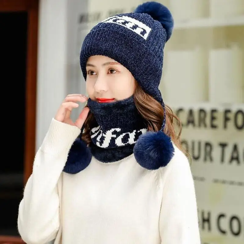 SUOGRY/Модная женская зимняя шапка из синели с тремя шариками Милая ручной работы