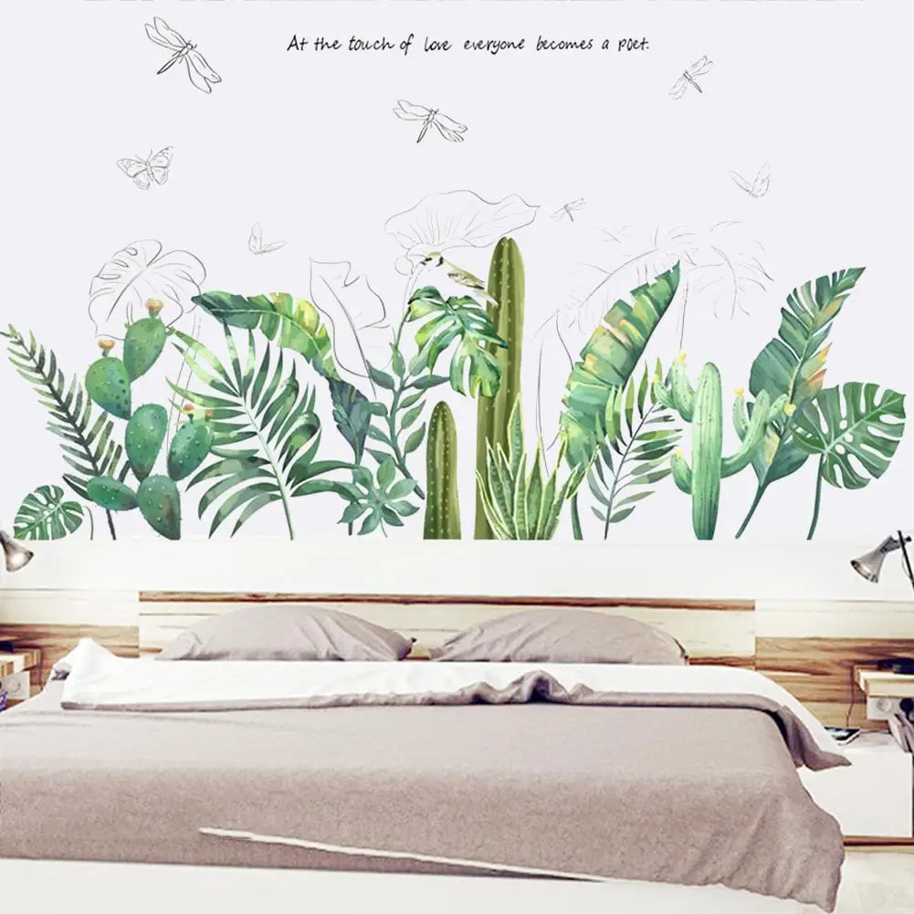 Художественная Настенная Наклейка с листьями аппликация пальмовое дерево