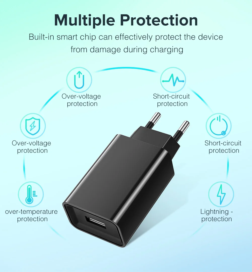 Портативный черный USB 5V 2A быстрое зарядное устройство для телефона настенное
