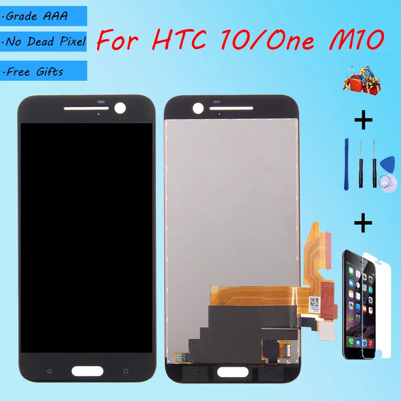 

For HTC One M10 LCD screen assembly touch glass,10 M10h HTV32 2PS64 2PS6200 LCD Display original Black White