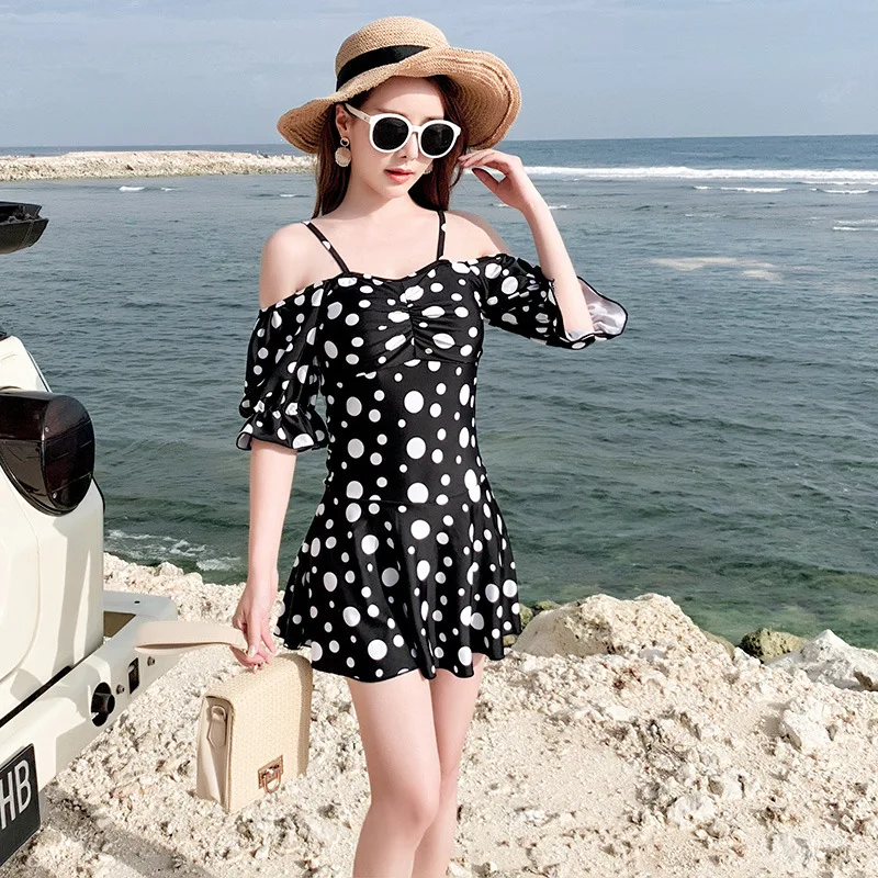 Женский слитный купальник на бретельках купальный костюм с юбкой весенняя одежда пляжная