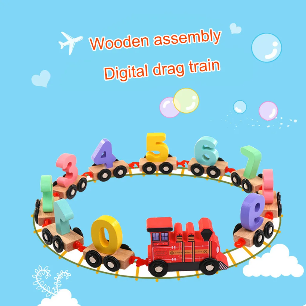 

Wooden Train Toy Set 11pcs-Train Car Digital Toy Set-Toy Train Sets for Kids Toys For Children Funny Gifts #L4