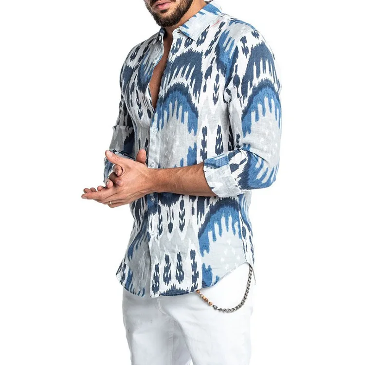 Мужская африканская индийская футболка с длинными рукавами принтом Свободная