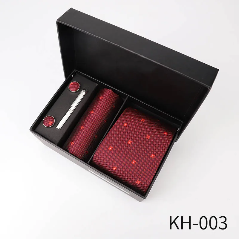 KH 003 6 шт. мужские деловые галстуки Подарочная коробка 8 см Повседневный галстук-бабочка классический Одноцветный жаккардовый полосатый Аксессуары для галстуков свадебный подарок - Цвет: KH 003