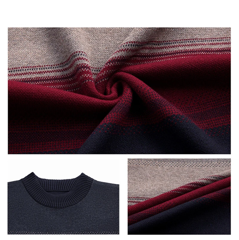 

Wool Sweater Men Patchwork Knitted Pullover Men Autumn Winter Warm Sweaters O-Neck Pull Homme Brand Clothes J797