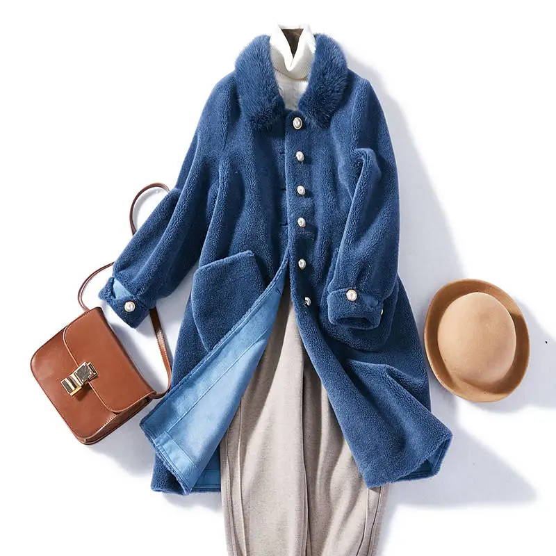 Женская Шуба с воротником из натурального меха норки толстая теплая шуба