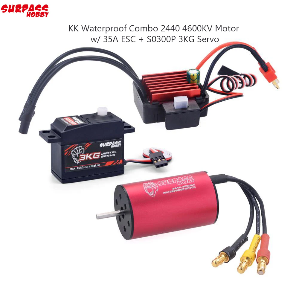 Водонепроницаемый комбинированный бесщеточный двигатель SURPASSHOBBY KK 2440 4600KV w/ 35A ESC + S0300P 3KG сервопривод для Tamiya Axial 1/16 1/18 RC Car