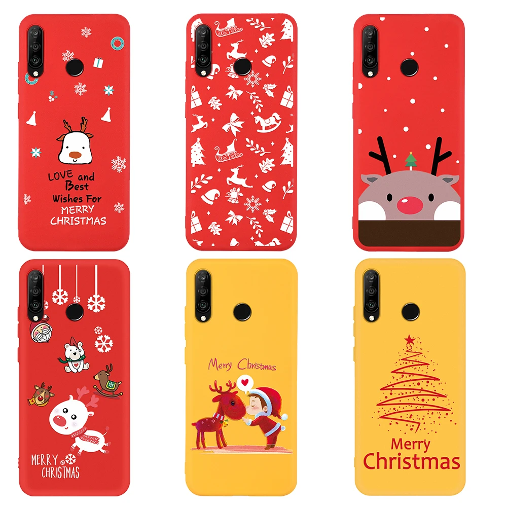 Рождественский и новогодний подарок милый чехол для телефона Huawei P20 P30 lite nova 3e