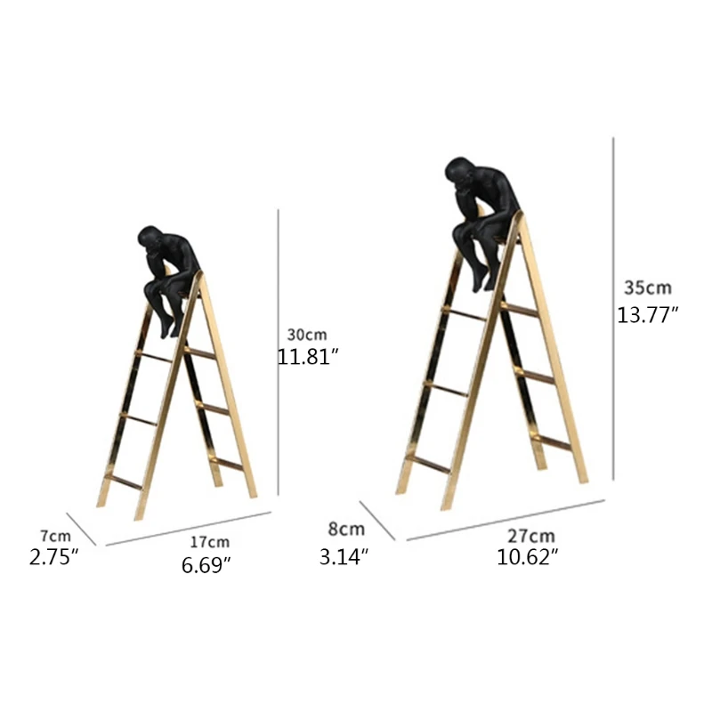 

Stairs Thinker Sculpture Figure Decoration Creative Art Ornament Desktop Crafts Q1JB