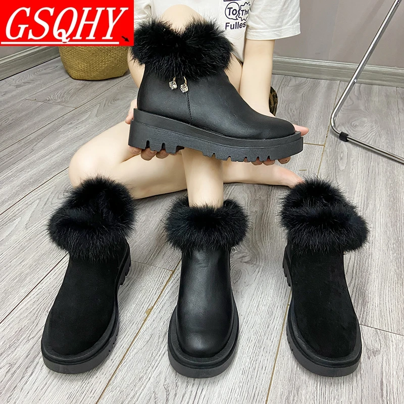 

Новые стильные женские сапоги, зимняя уличная теплая женская обувь, водонепроницаемые женские зимние сапоги на толстом каблуке с круглым н...