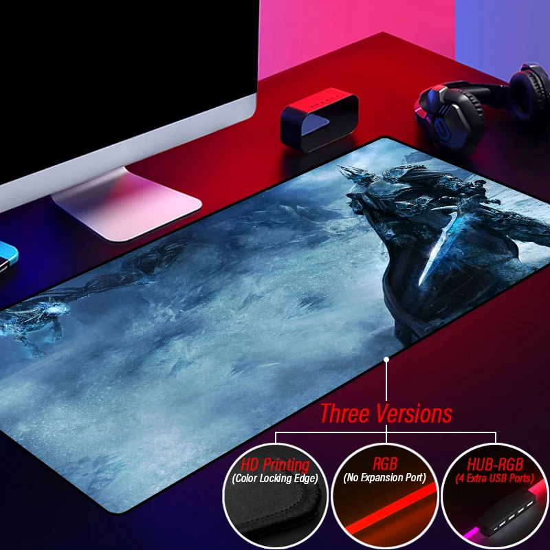 Игровой коврик для мыши Illidan Arthas со светодиодной подсветкой World of Warcraft RGB HUB 4 порта