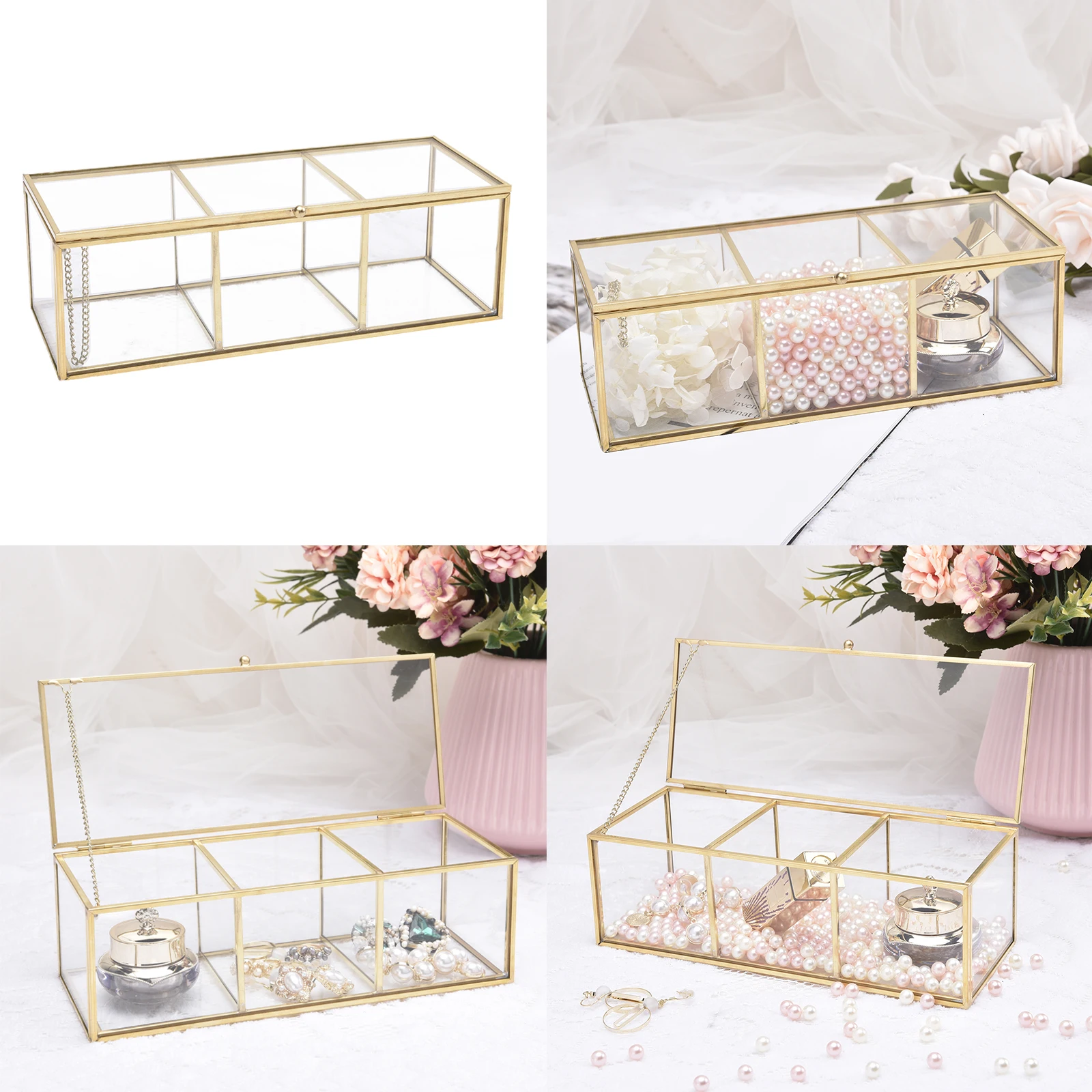 

Multifunction Cosmetic Storage Box Makeup Brush Organizer Glass Transparent Bathroom Dressing Vanity Desk Cosmetics Holder